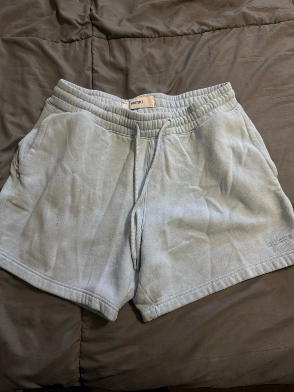 Hollister Pale Blue Fleece Drawstring Athletic Shorts